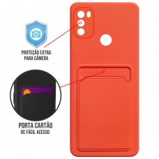 Capa para Motorola Moto G50 4G - Emborrachada Case Card Goiaba